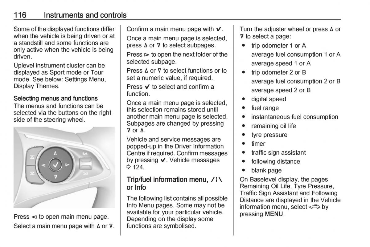 Opel Insignia B owners manual / page 118