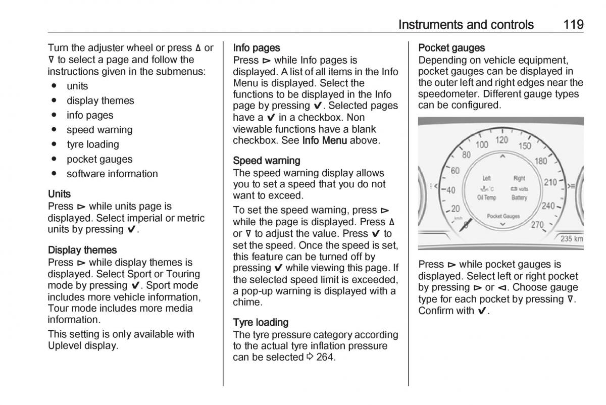 Opel Insignia B owners manual / page 121