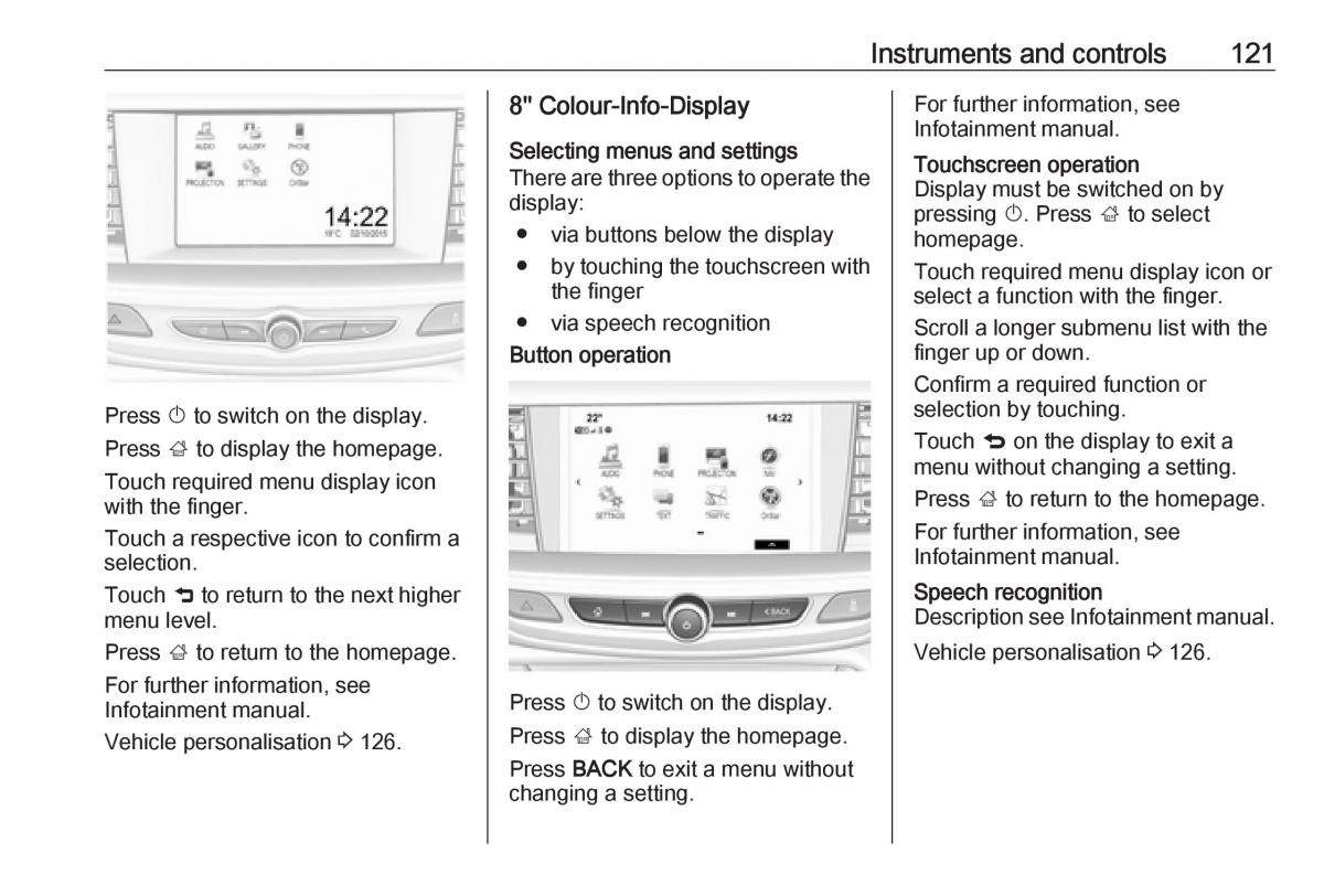 Opel Insignia B owners manual / page 123