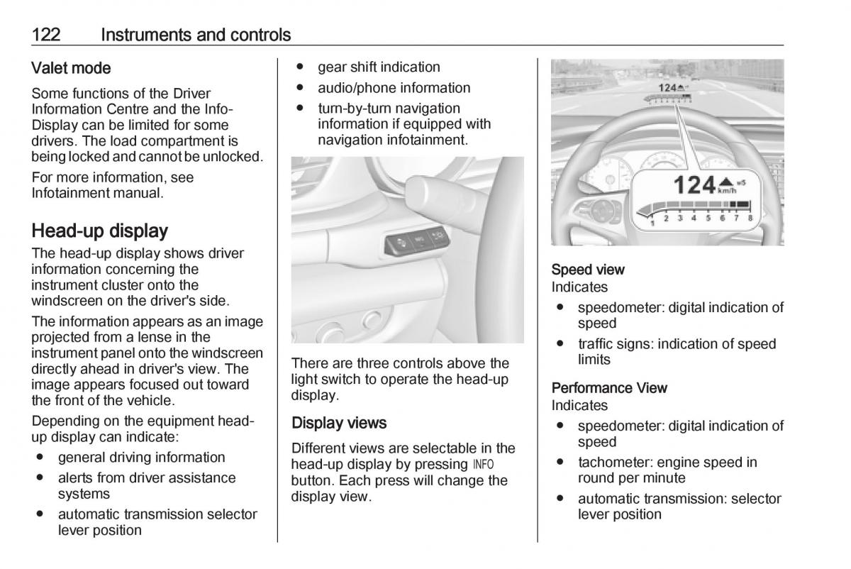 Opel Insignia B owners manual / page 124