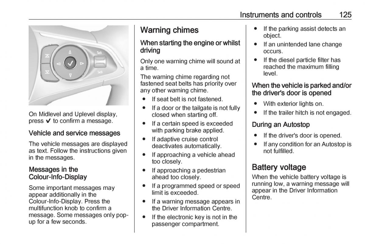 Opel Insignia B owners manual / page 127