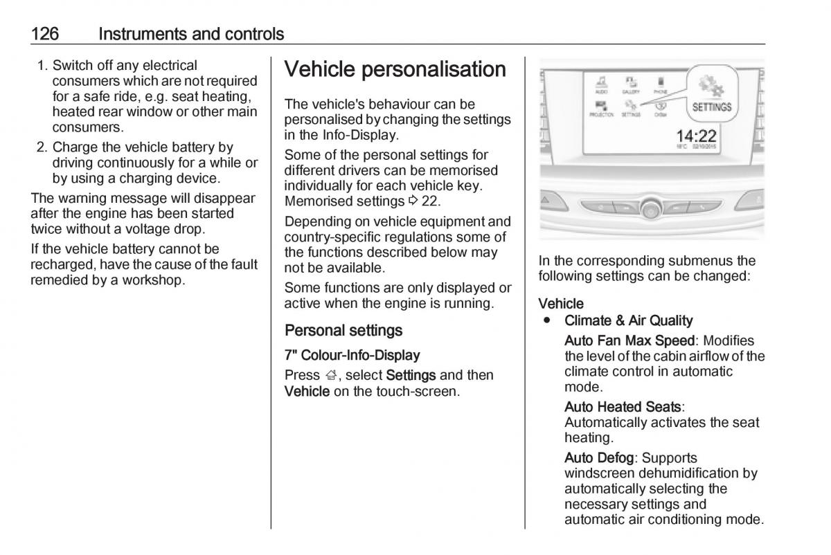 Opel Insignia B owners manual / page 128