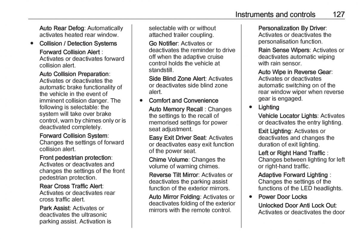 Opel Insignia B owners manual / page 129