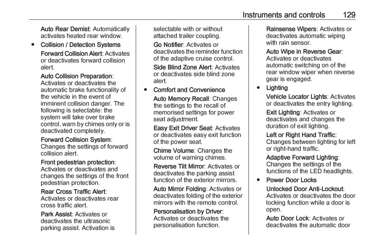 Opel Insignia B owners manual / page 131