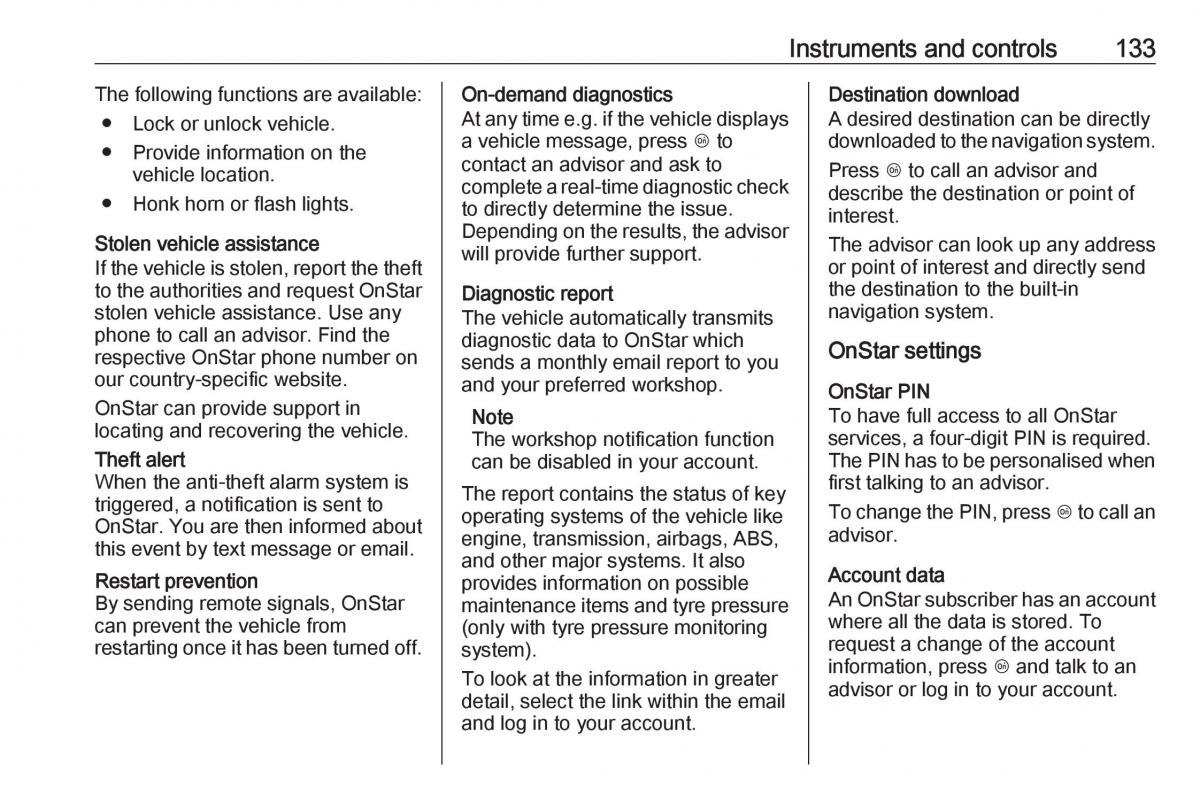 Opel Insignia B owners manual / page 135