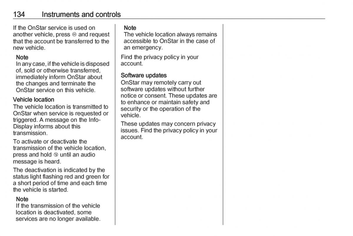 Opel Insignia B owners manual / page 136