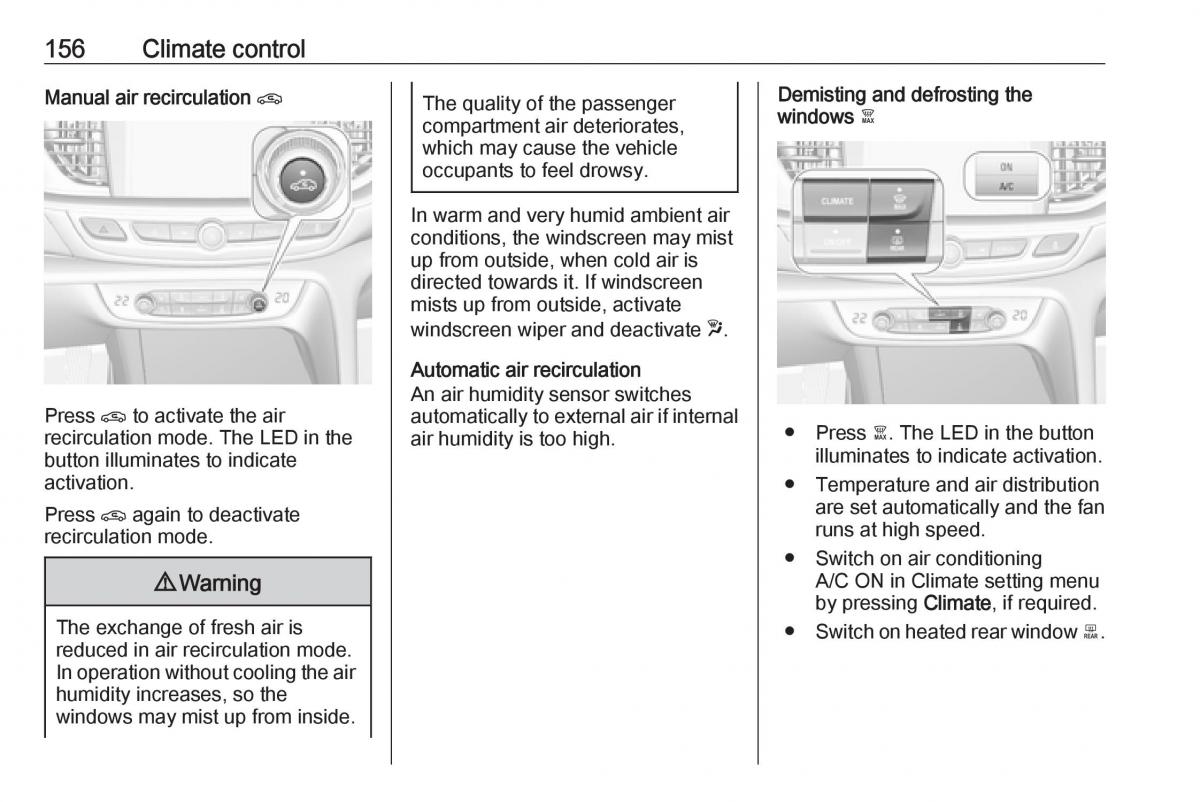 Opel Insignia B owners manual / page 158