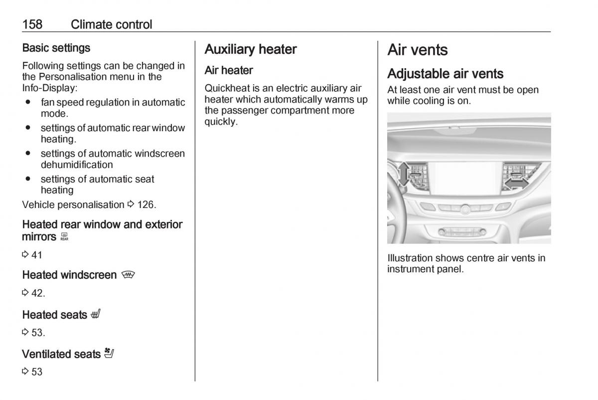 Opel Insignia B owners manual / page 160