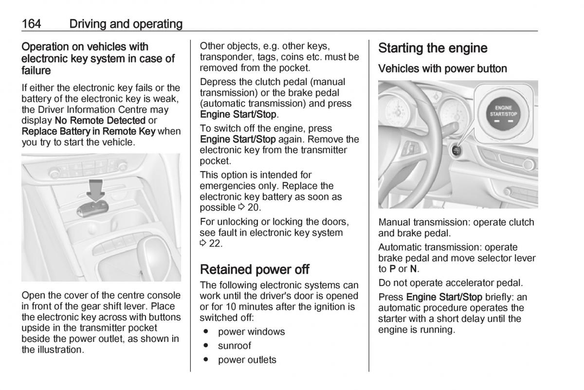 Opel Insignia B owners manual / page 166