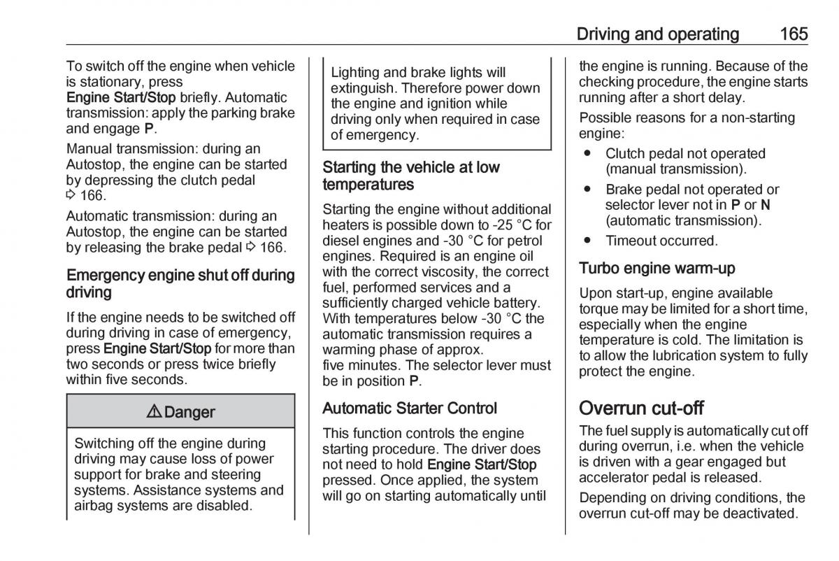 Opel Insignia B owners manual / page 167