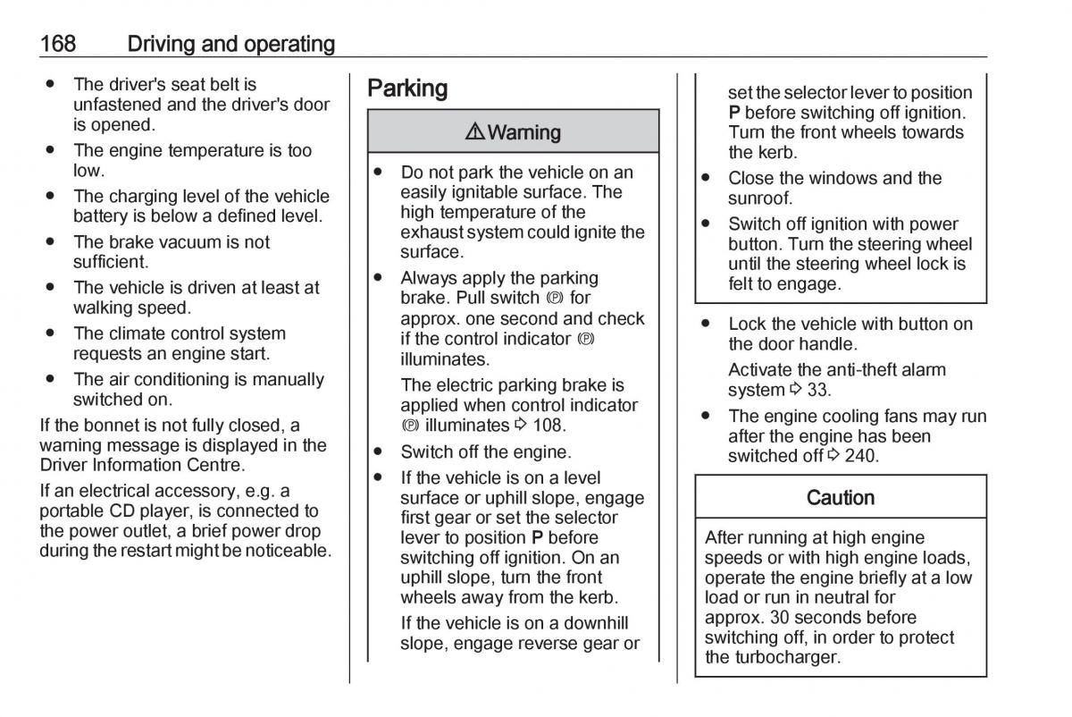 Opel Insignia B owners manual / page 170