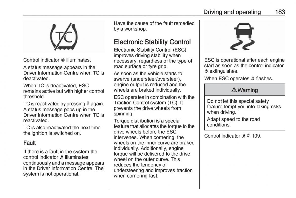 Opel Insignia B owners manual / page 185