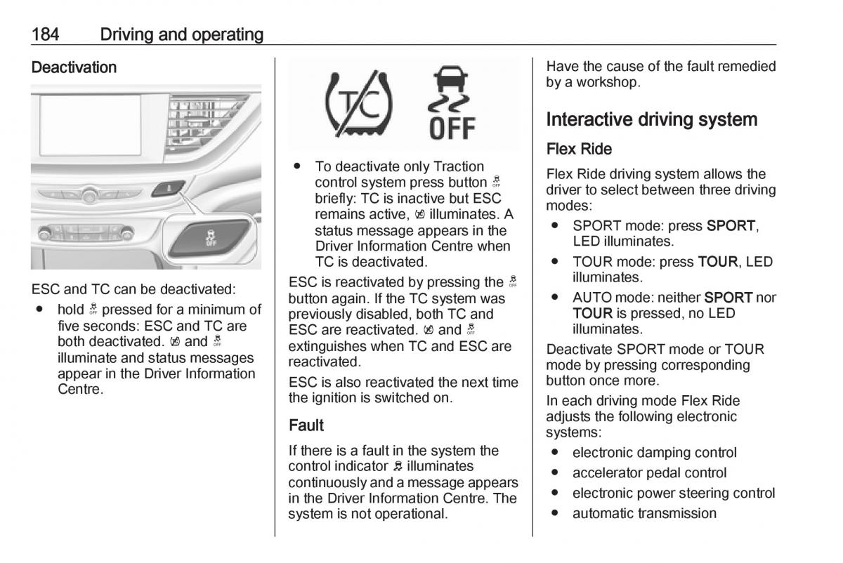 Opel Insignia B owners manual / page 186