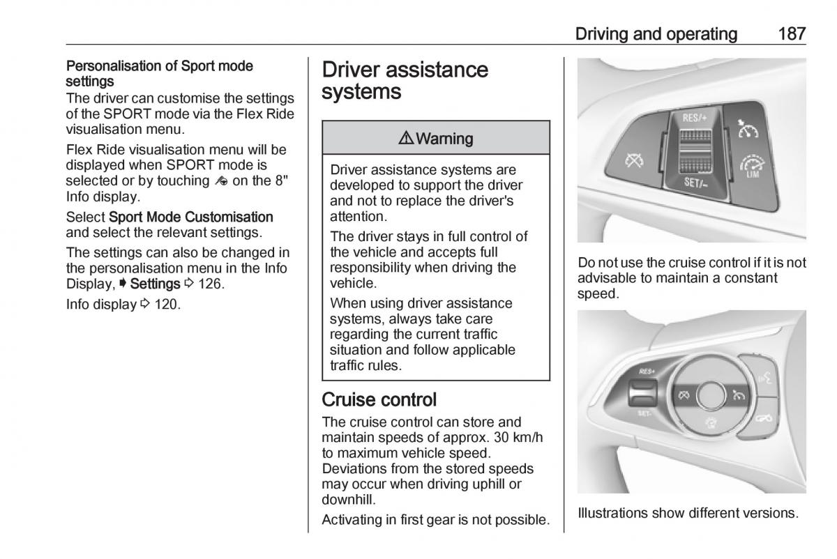 Opel Insignia B owners manual / page 189