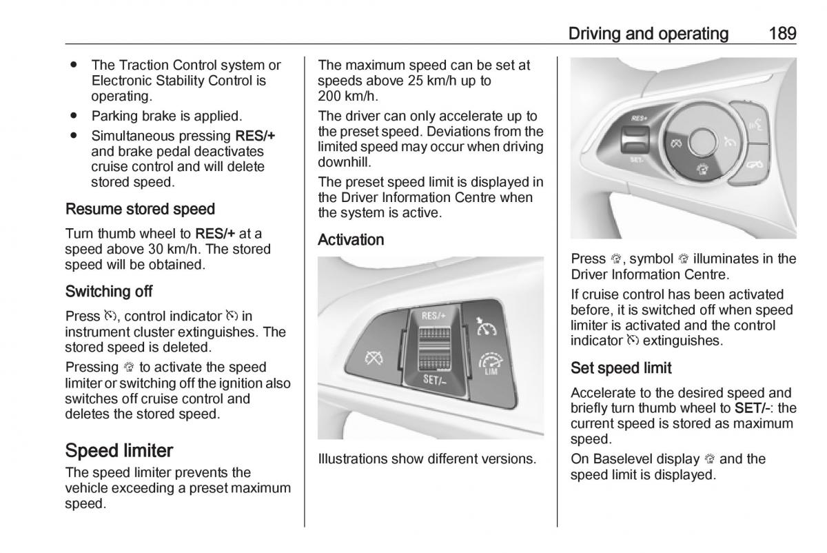 Opel Insignia B owners manual / page 191