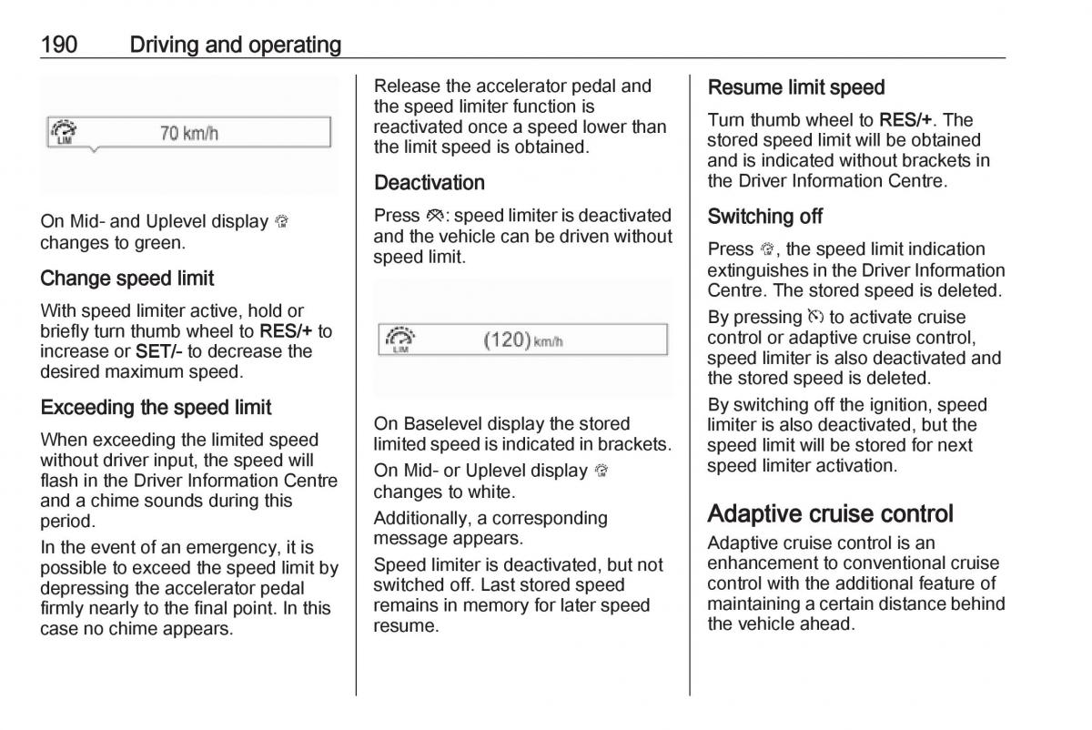 Opel Insignia B owners manual / page 192