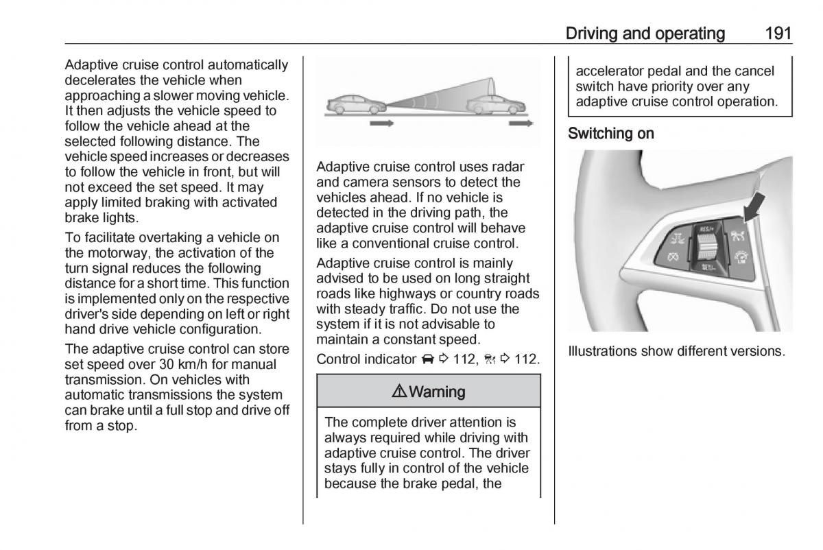 Opel Insignia B owners manual / page 193