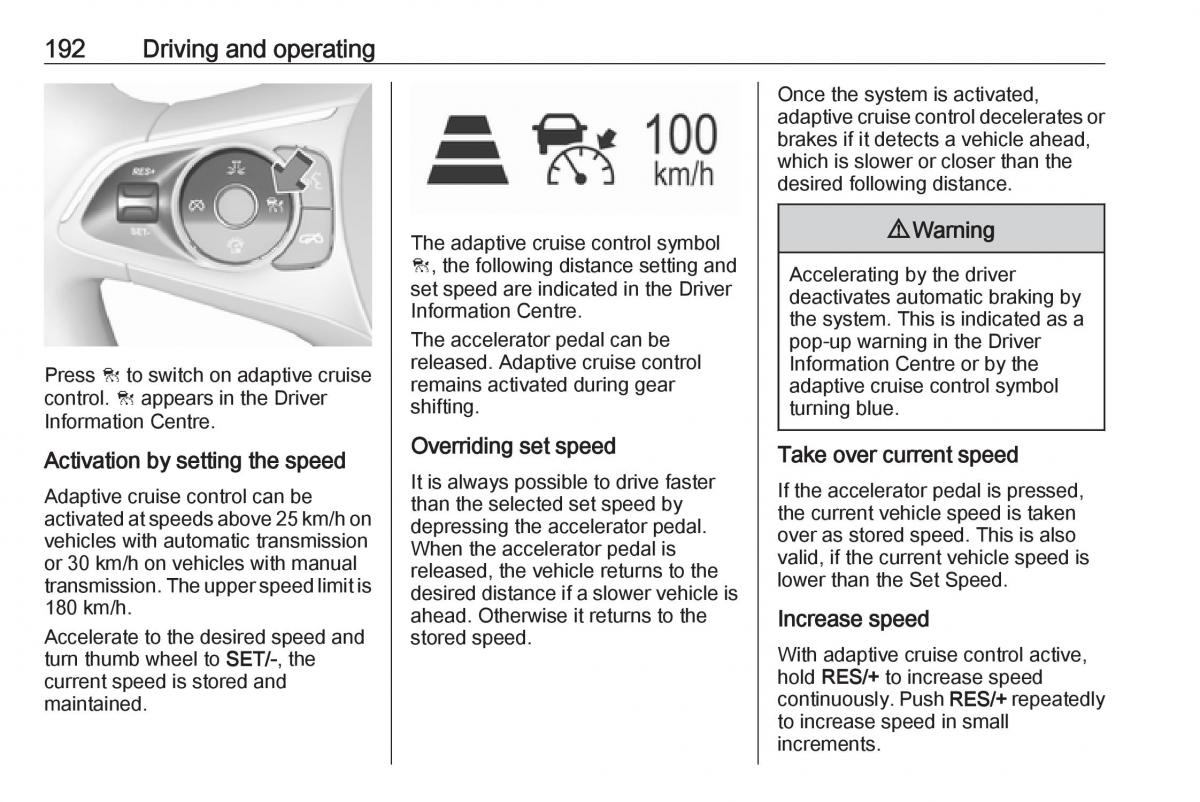 Opel Insignia B owners manual / page 194