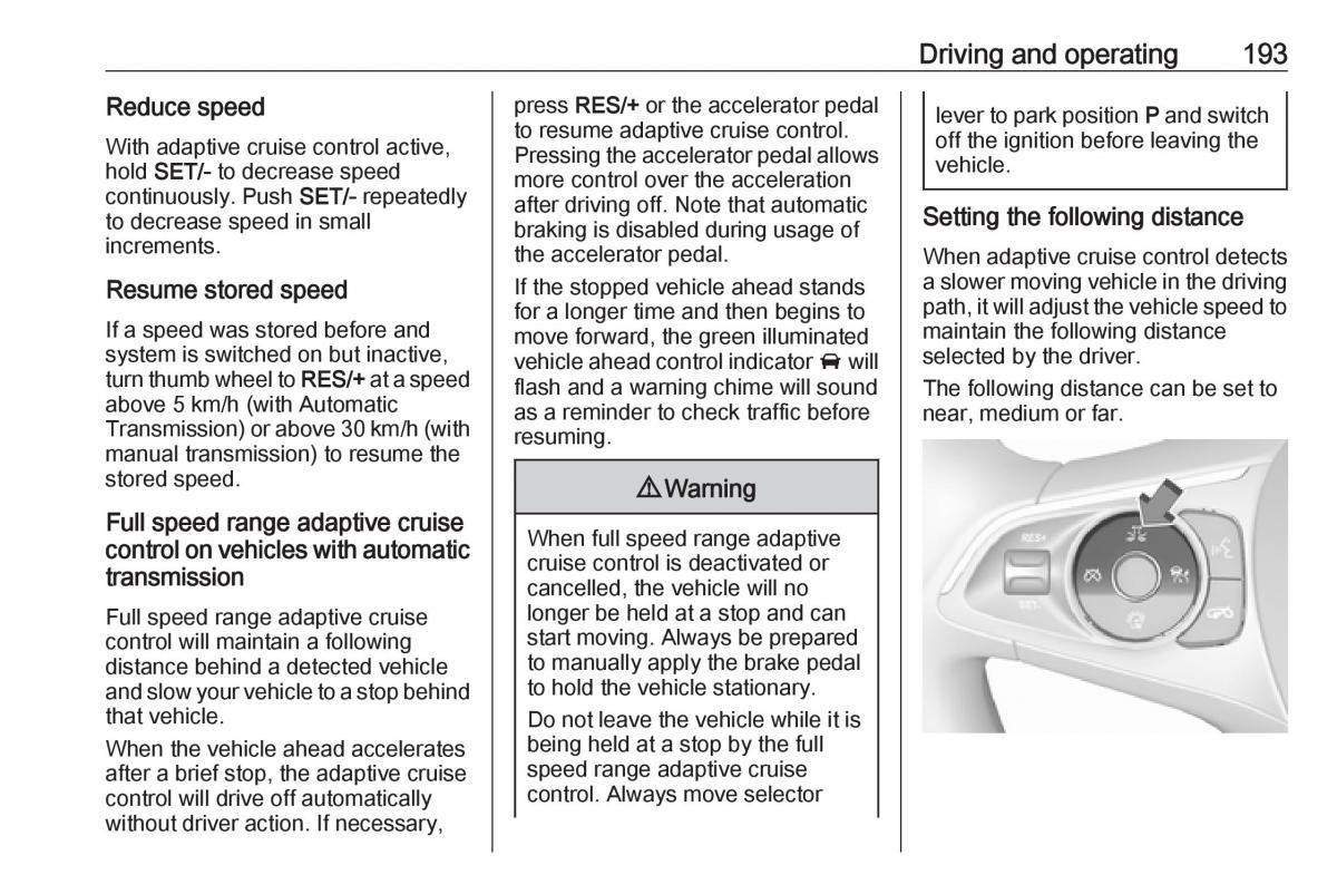 Opel Insignia B owners manual / page 195