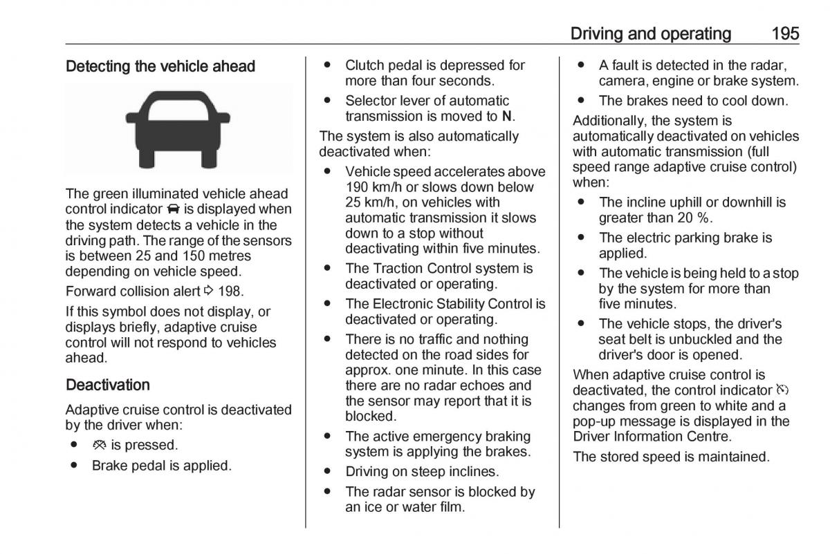 Opel Insignia B owners manual / page 197