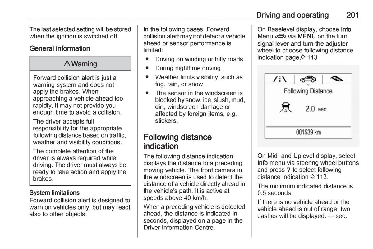 Opel Insignia B owners manual / page 203