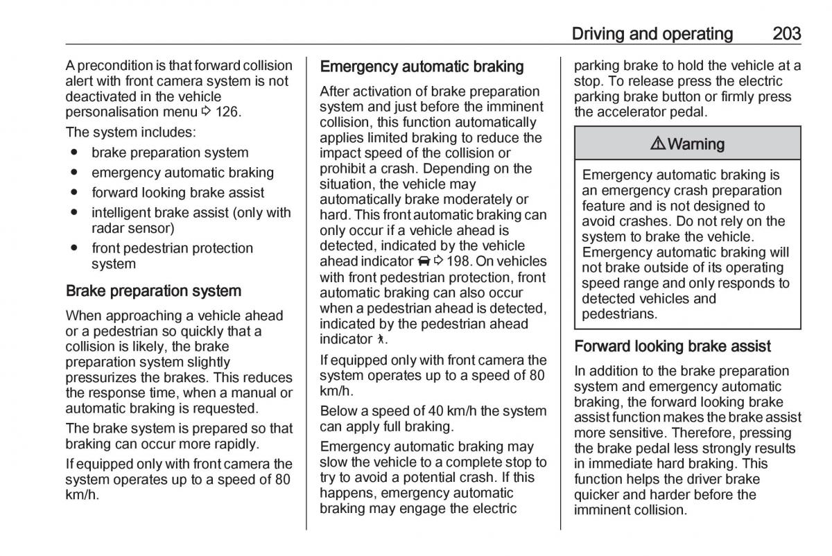 Opel Insignia B owners manual / page 205