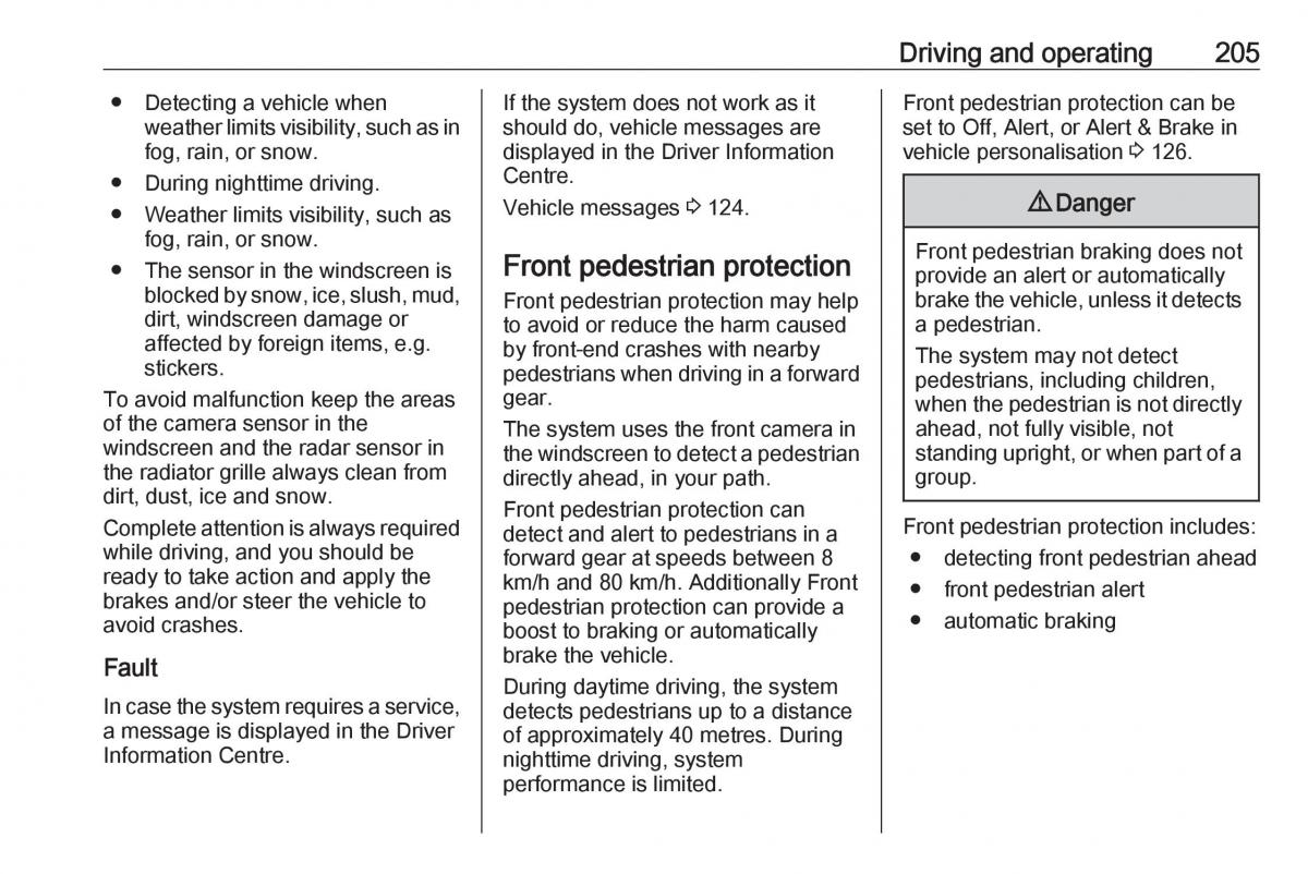 Opel Insignia B owners manual / page 207