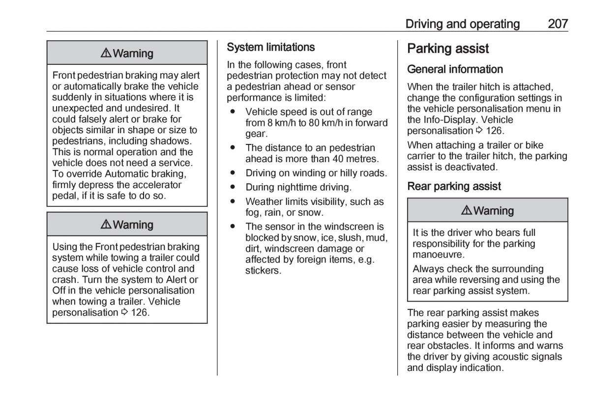 Opel Insignia B owners manual / page 209