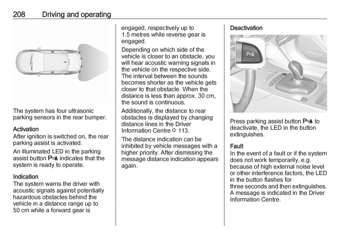 Opel Insignia B owners manual / page 210