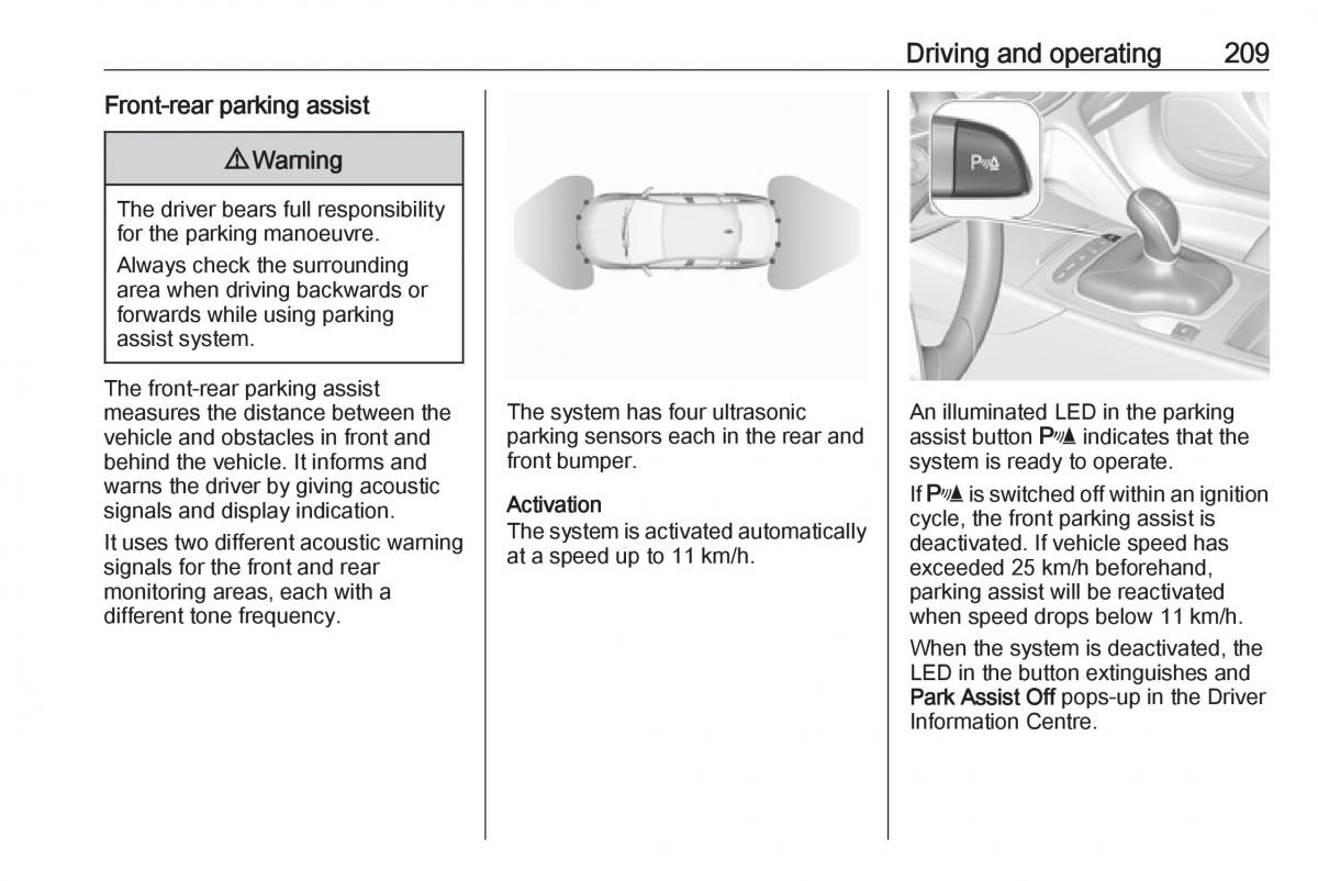 Opel Insignia B owners manual / page 211