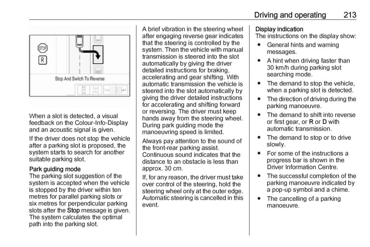 Opel Insignia B owners manual / page 215