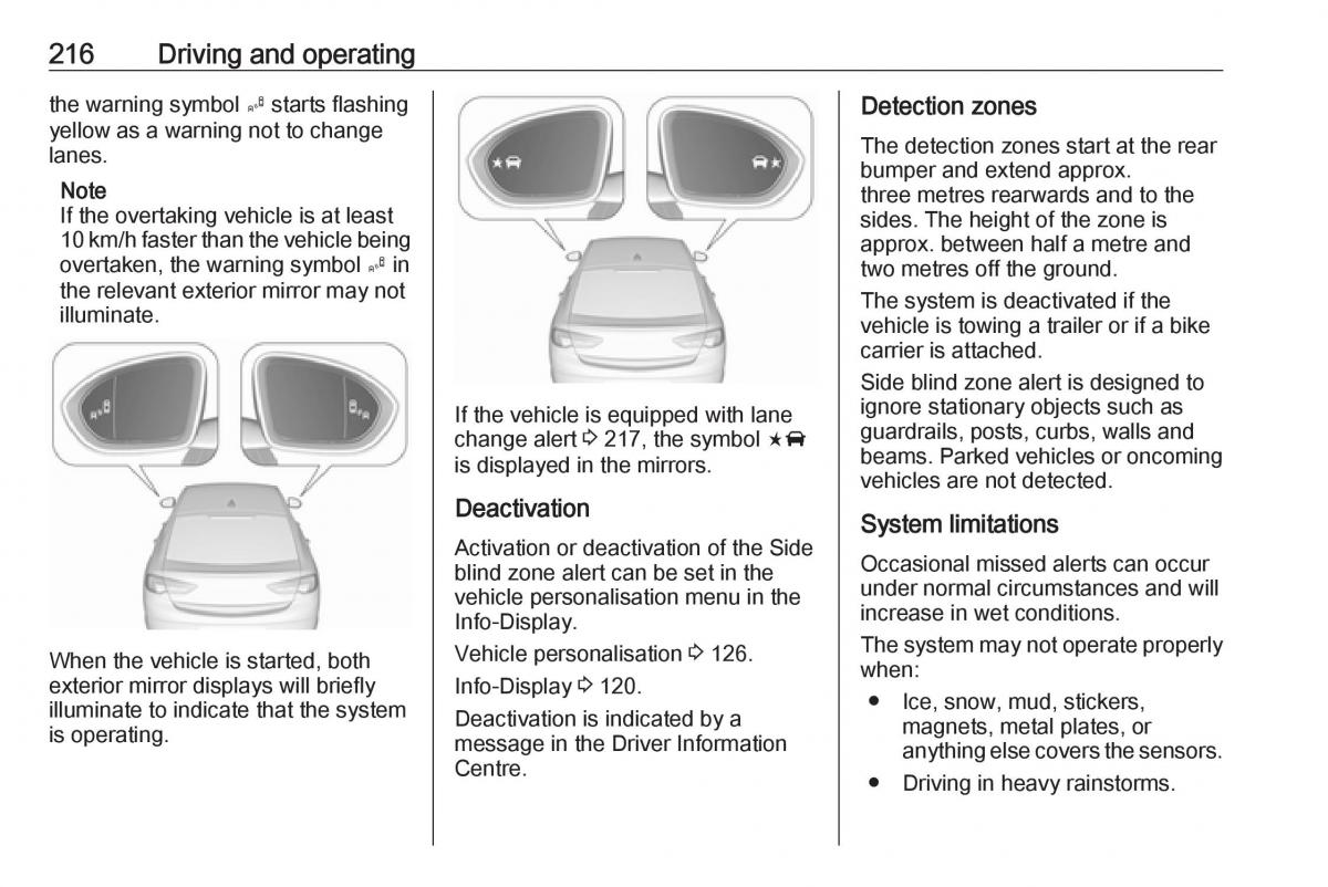 Opel Insignia B owners manual / page 218