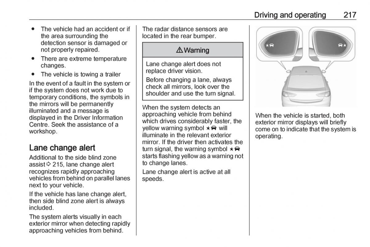 Opel Insignia B owners manual / page 219