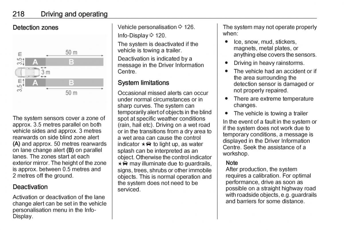 Opel Insignia B owners manual / page 220