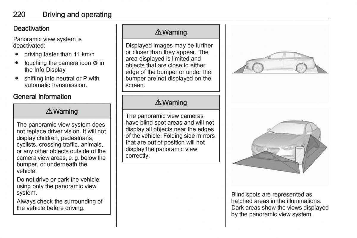 Opel Insignia B owners manual / page 222