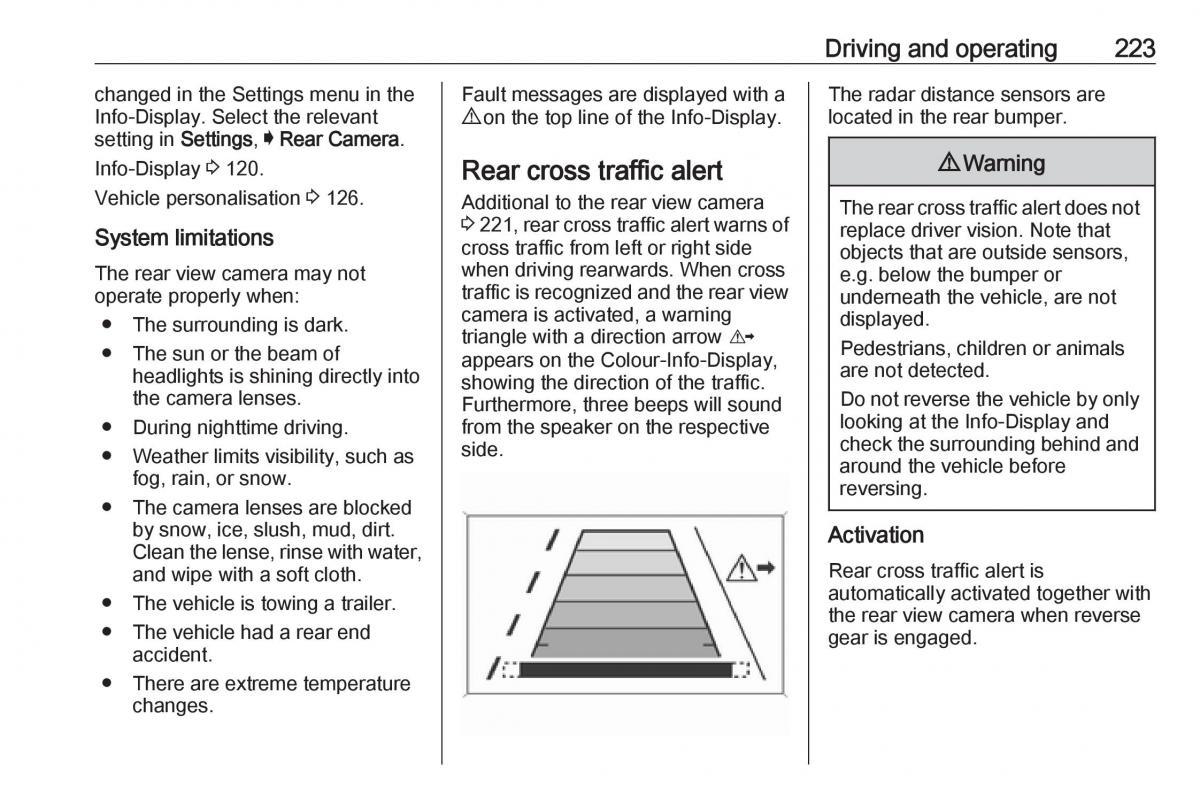 Opel Insignia B owners manual / page 225