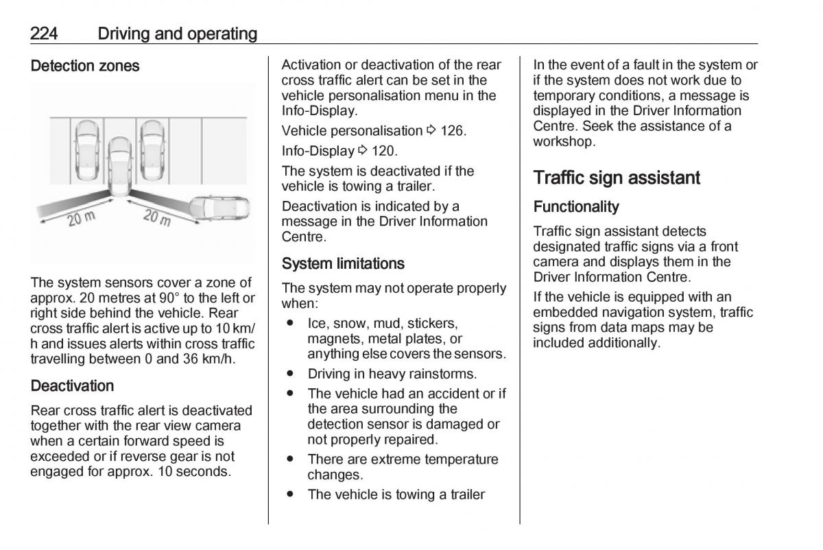 Opel Insignia B owners manual / page 226