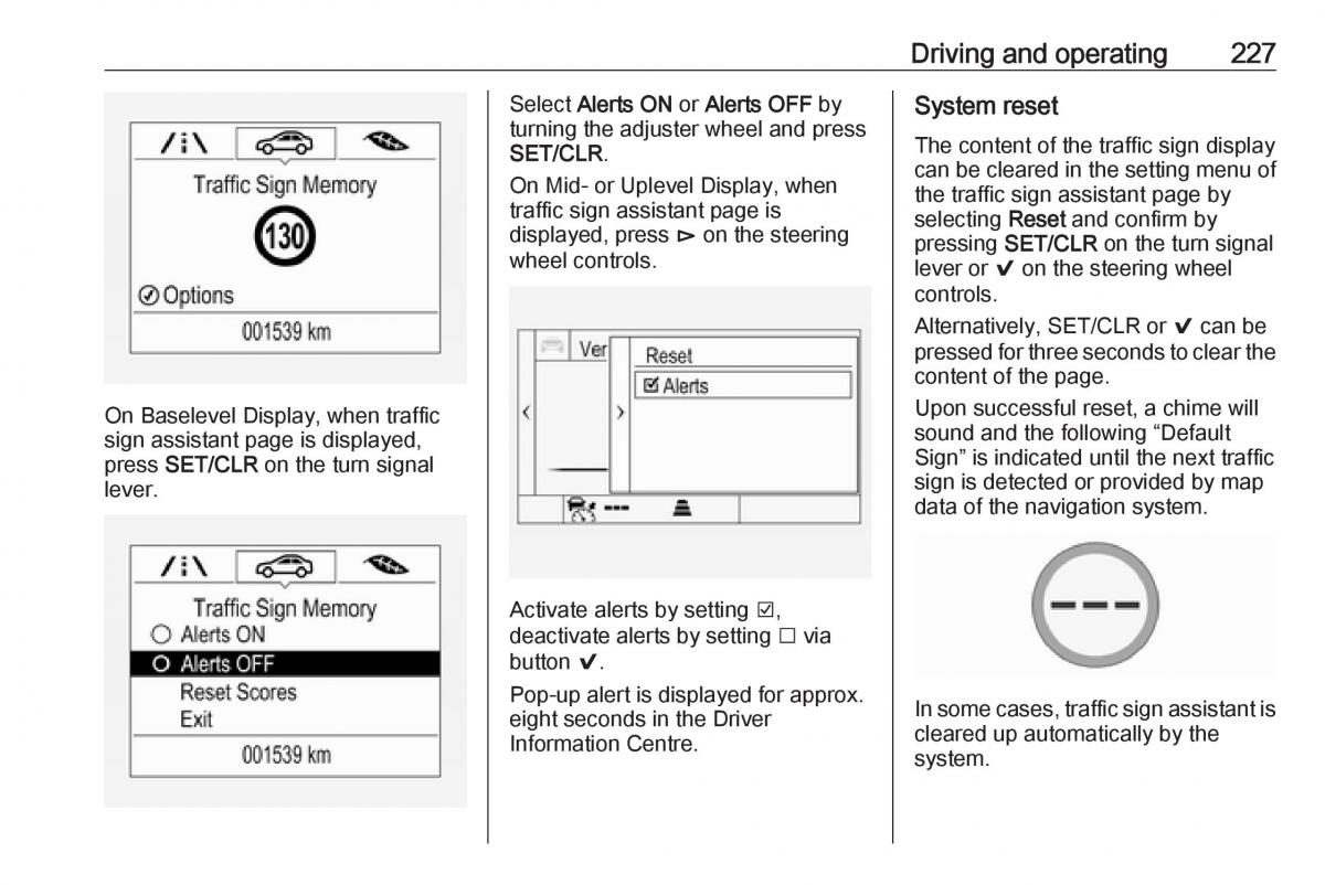 Opel Insignia B owners manual / page 229