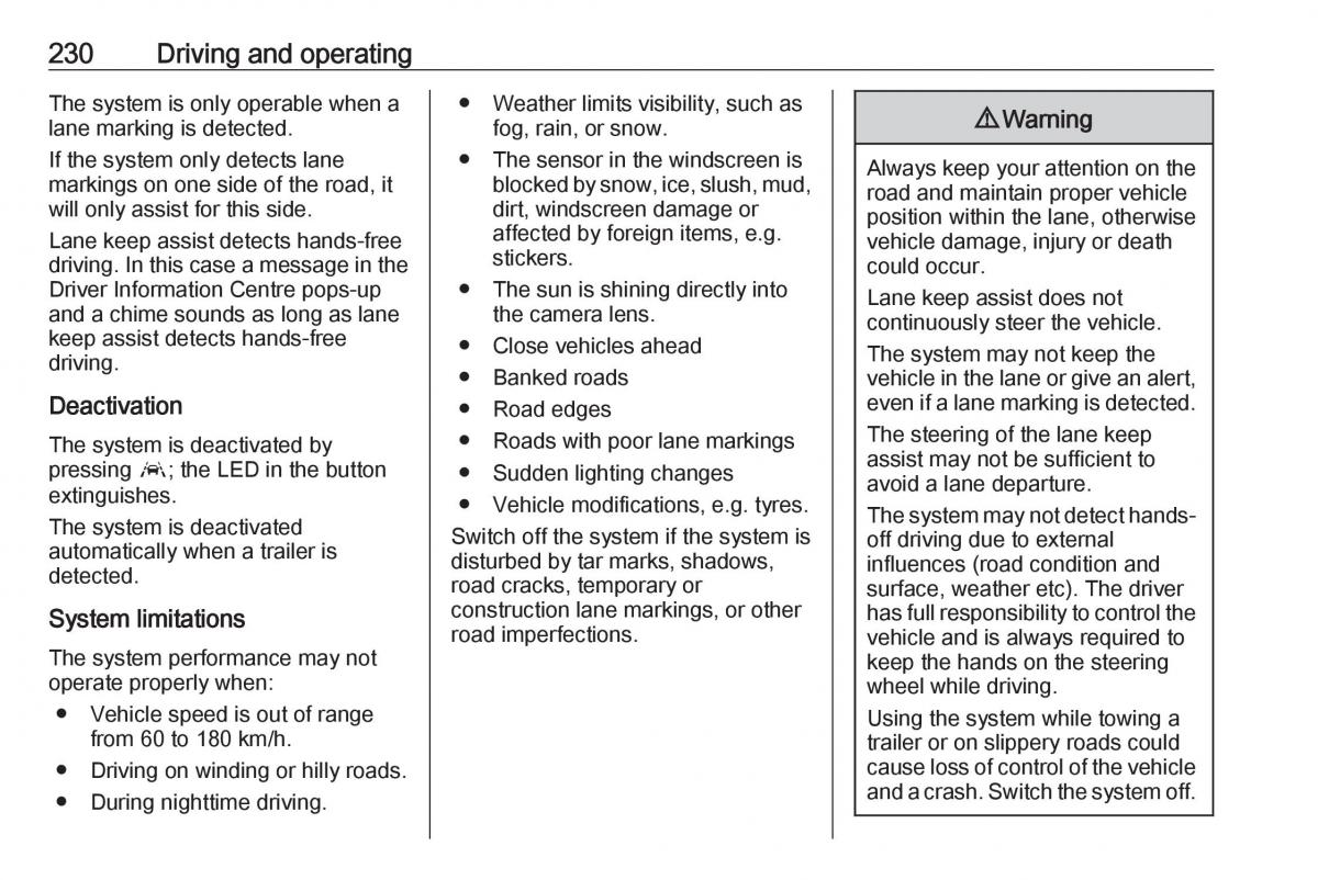 Opel Insignia B owners manual / page 232