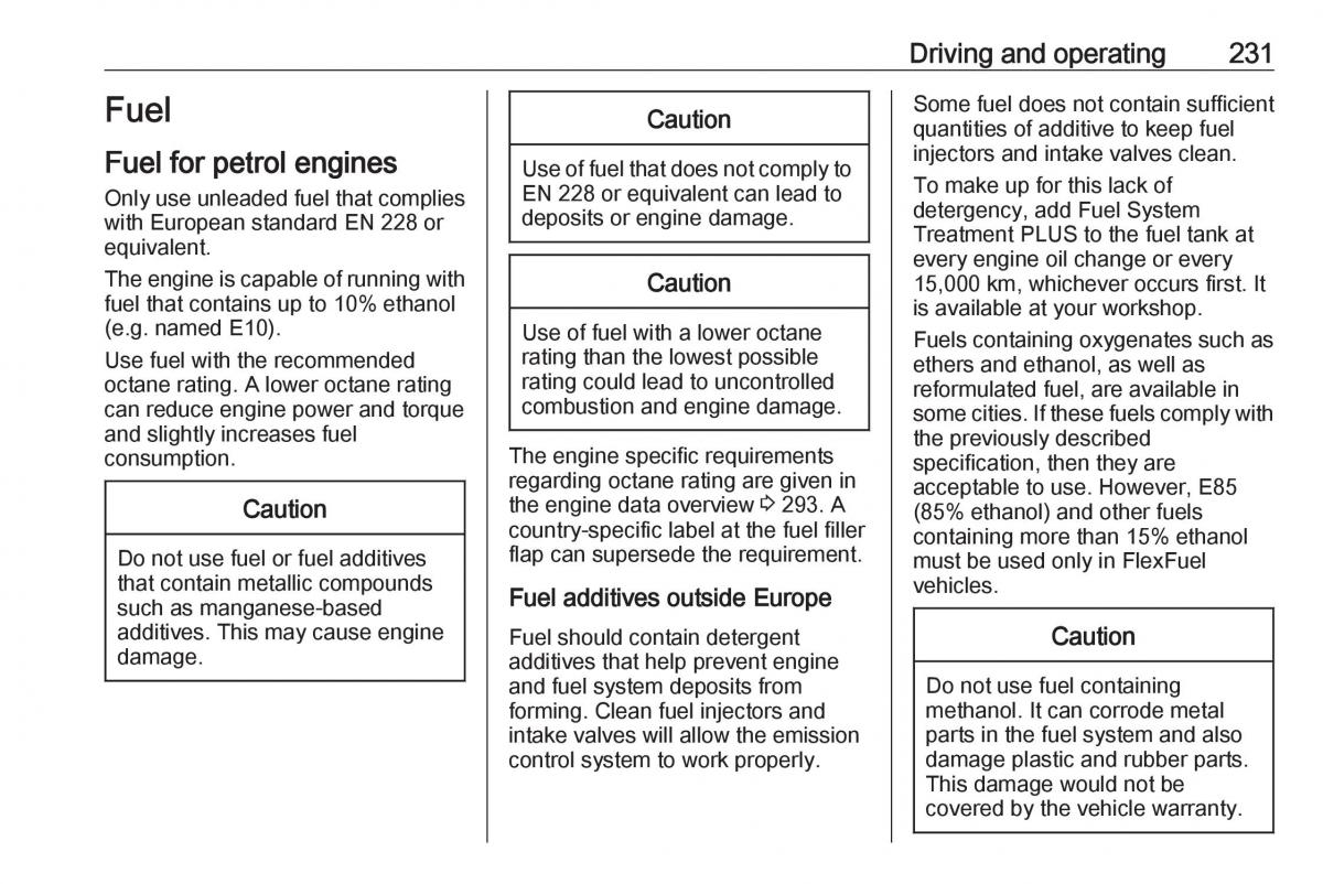 Opel Insignia B owners manual / page 233