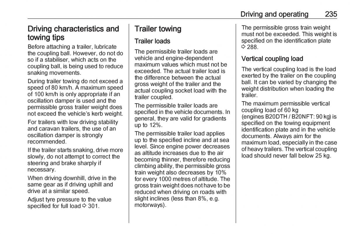 Opel Insignia B owners manual / page 237