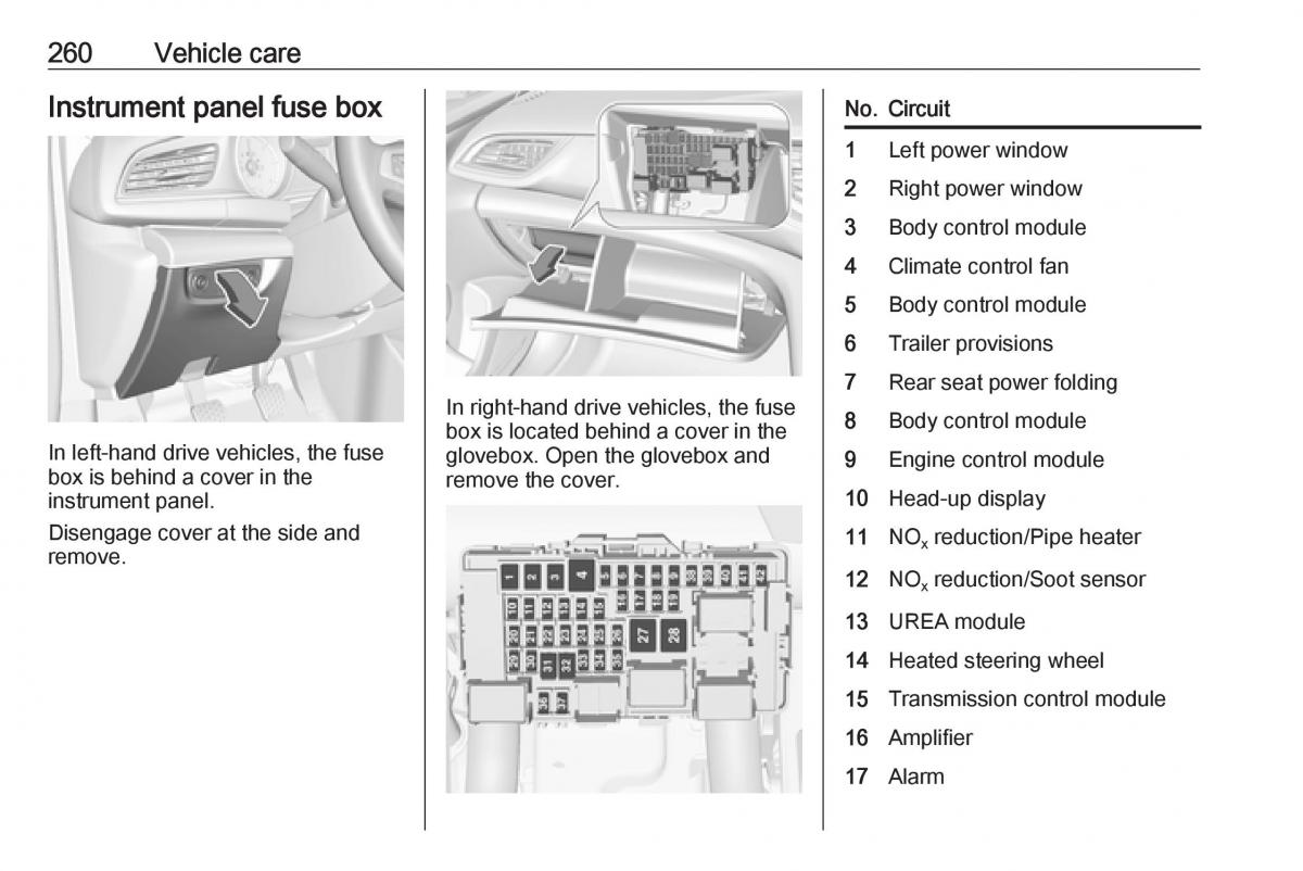 Opel Insignia B owners manual / page 262