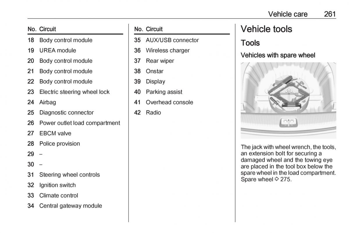 Opel Insignia B owners manual / page 263