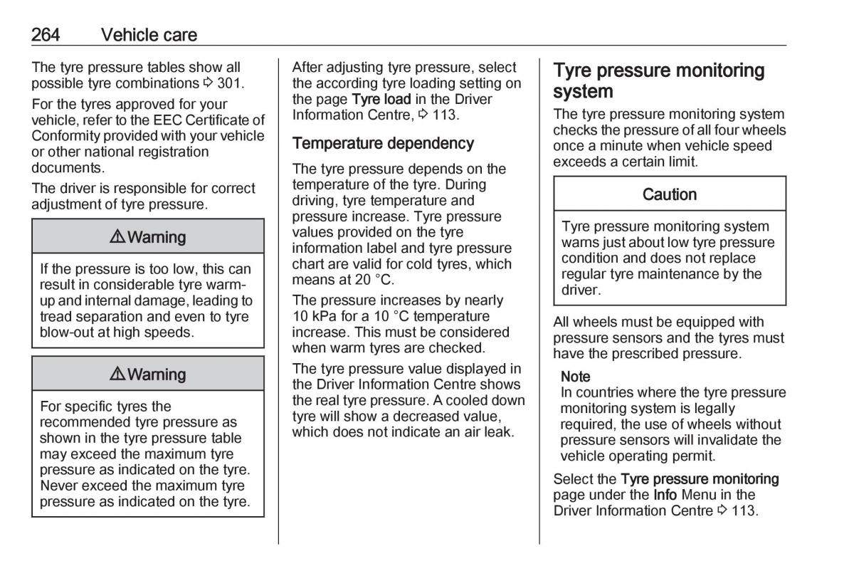 Opel Insignia B owners manual / page 266