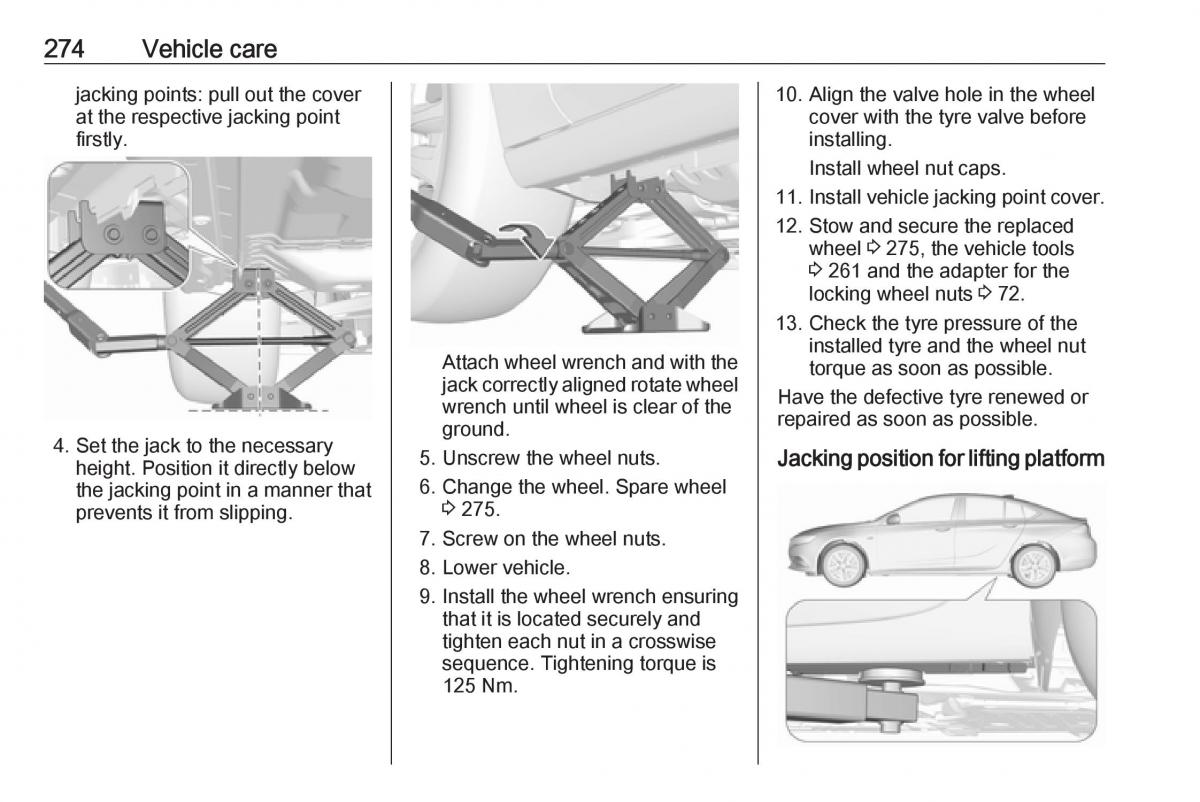 Opel Insignia B owners manual / page 276