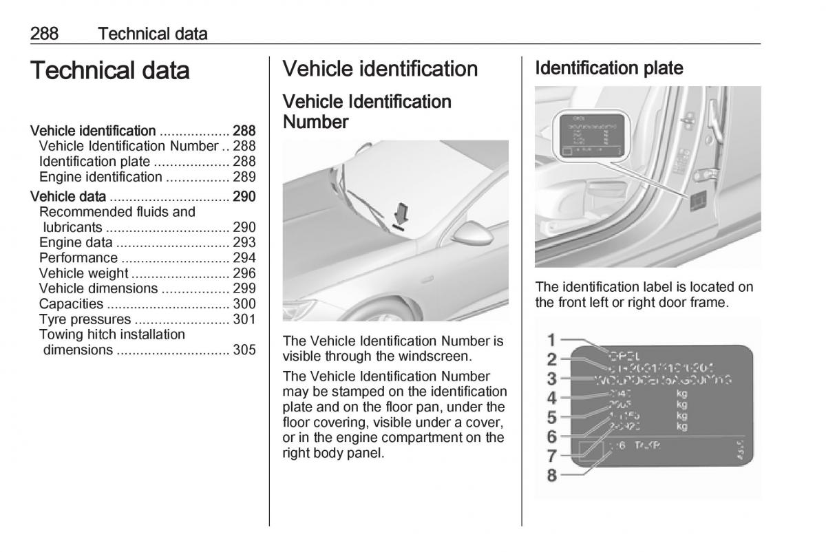 Opel Insignia B owners manual / page 290