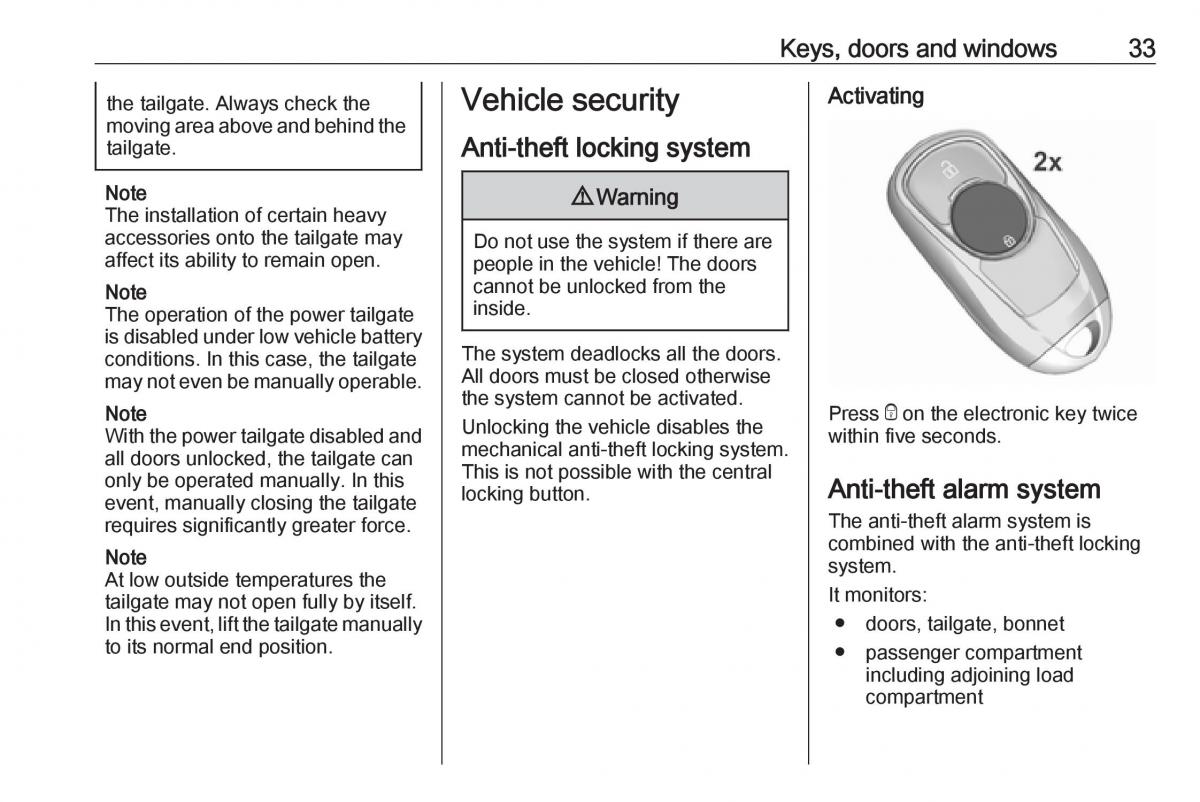 Opel Insignia B owners manual / page 35