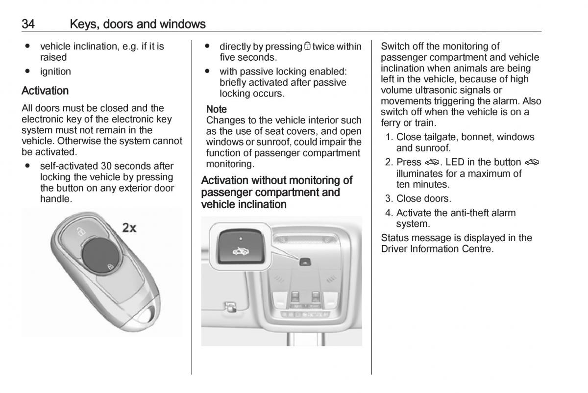 Opel Insignia B owners manual / page 36