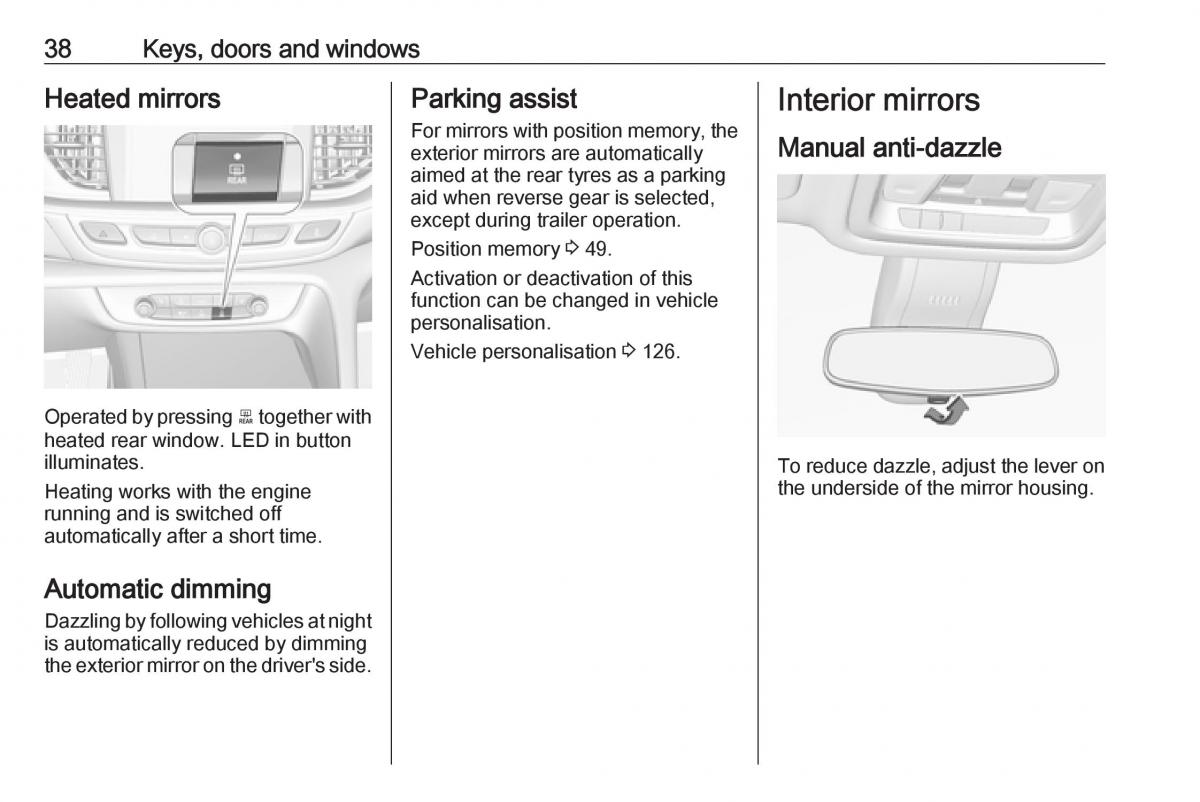 Opel Insignia B owners manual / page 40