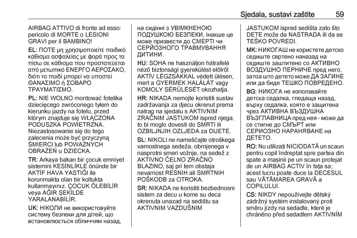 Opel Insignia B vlasnicko uputstvo / page 61